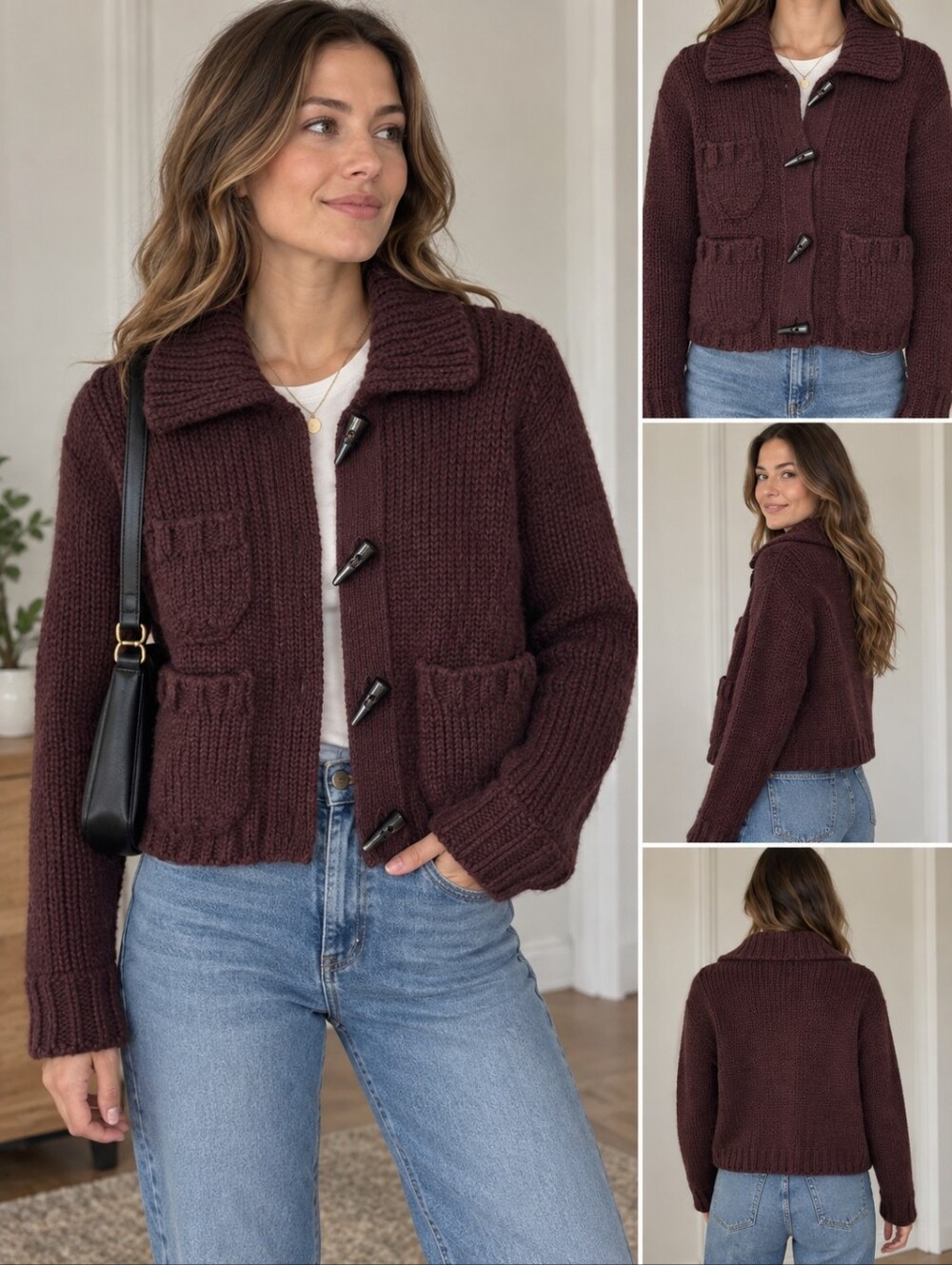 NWT Zara Deep Burgundy Teddy Toggle Jacket